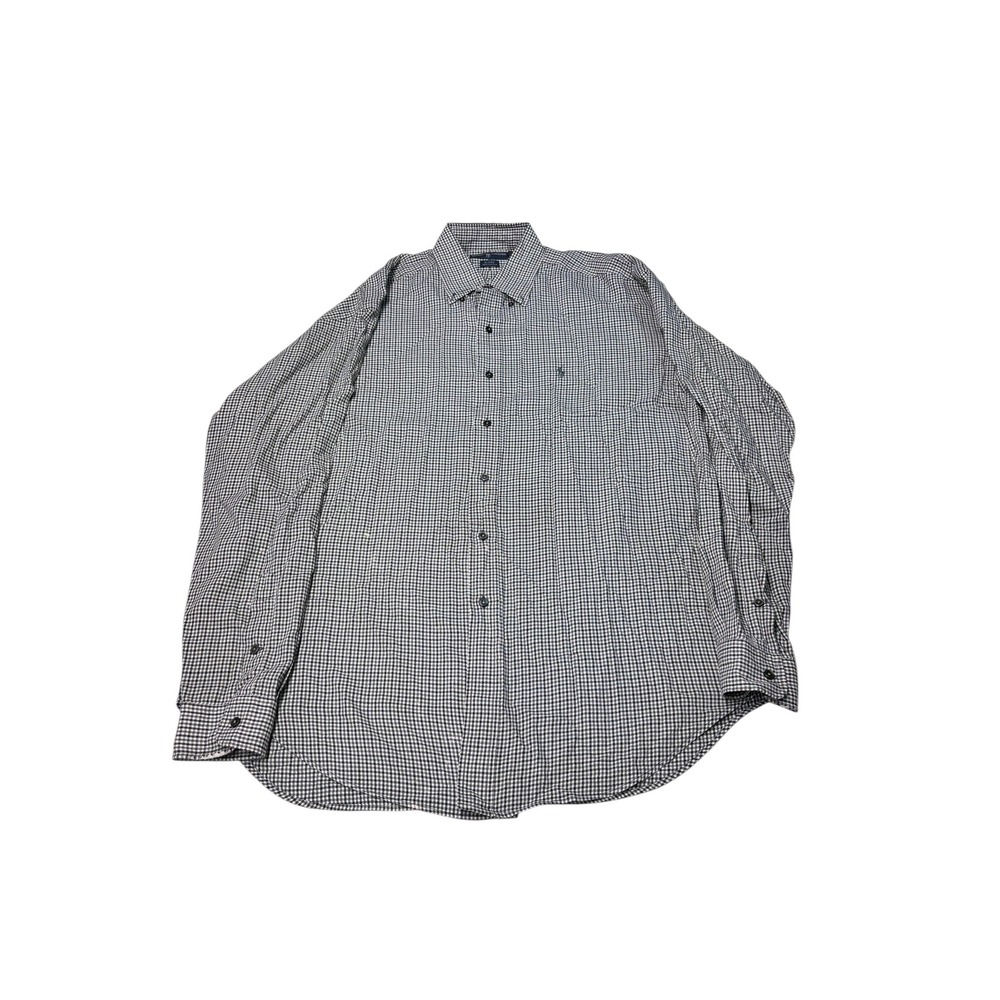 Ralph Lauren Blaire‎ Mens Large Gingham Button Down Shirt Navy White Cotton L